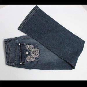 Women's Nine West Size 10/30 Ramses Bling Boot Denim Blue Jeans